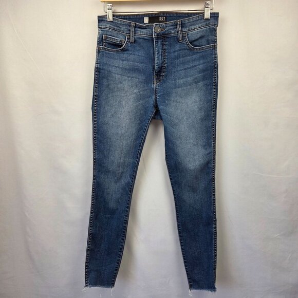 Kut From The Kloth High-Rise Skinny Jeans Frayed Hem Medium Wash Size 6 - Picture 1 of 12